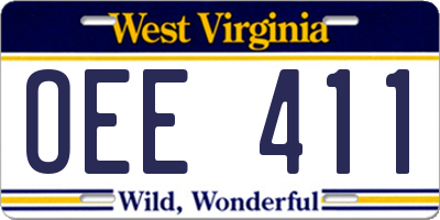 WV license plate OEE411
