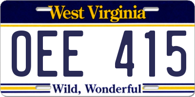WV license plate OEE415