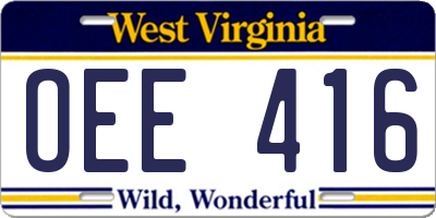 WV license plate OEE416