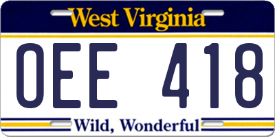 WV license plate OEE418