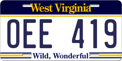 WV license plate OEE419