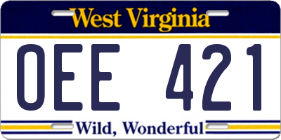WV license plate OEE421