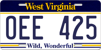 WV license plate OEE425