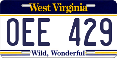 WV license plate OEE429