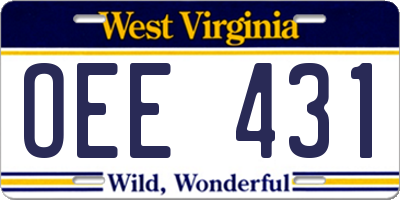 WV license plate OEE431