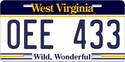 WV license plate OEE433