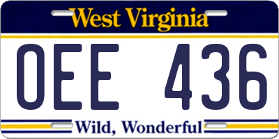 WV license plate OEE436