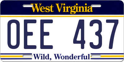 WV license plate OEE437