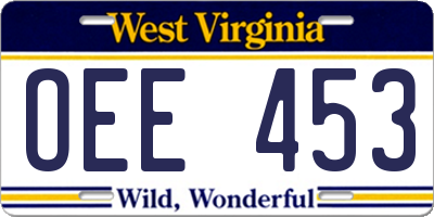 WV license plate OEE453