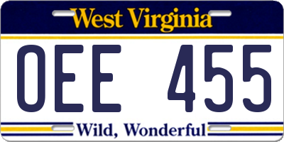 WV license plate OEE455
