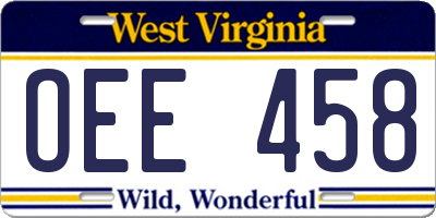 WV license plate OEE458