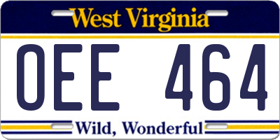 WV license plate OEE464