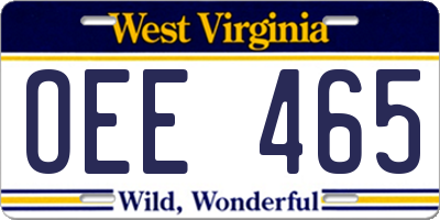 WV license plate OEE465