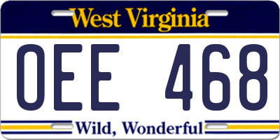 WV license plate OEE468