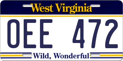 WV license plate OEE472