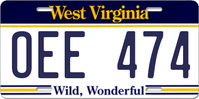 WV license plate OEE474