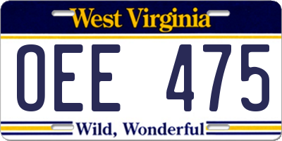 WV license plate OEE475