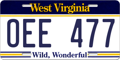 WV license plate OEE477