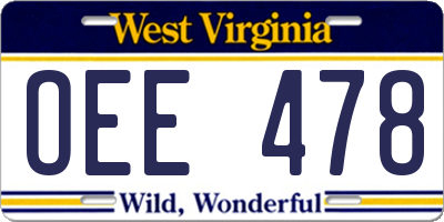 WV license plate OEE478