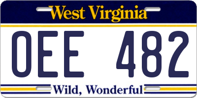 WV license plate OEE482