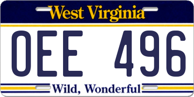 WV license plate OEE496