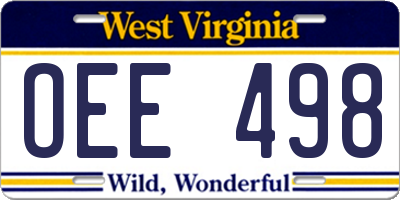 WV license plate OEE498