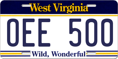WV license plate OEE500