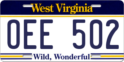 WV license plate OEE502