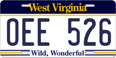 WV license plate OEE526