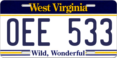 WV license plate OEE533