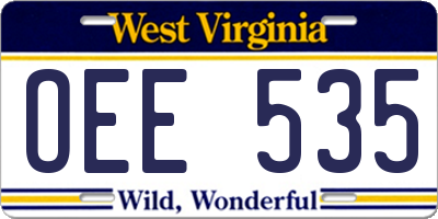 WV license plate OEE535