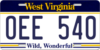 WV license plate OEE540