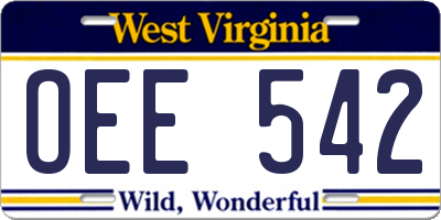 WV license plate OEE542