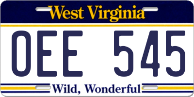 WV license plate OEE545