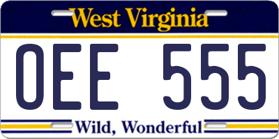 WV license plate OEE555