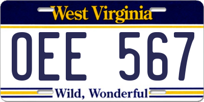 WV license plate OEE567
