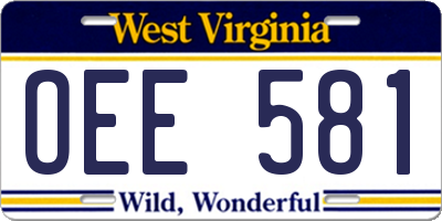 WV license plate OEE581