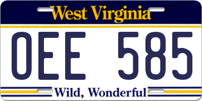 WV license plate OEE585