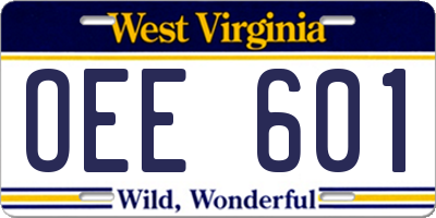 WV license plate OEE601