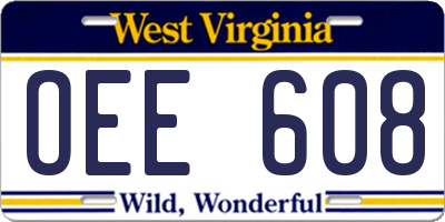 WV license plate OEE608