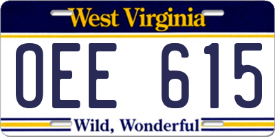 WV license plate OEE615