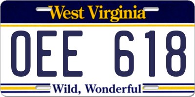 WV license plate OEE618