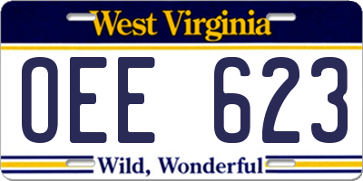 WV license plate OEE623