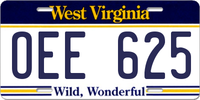 WV license plate OEE625