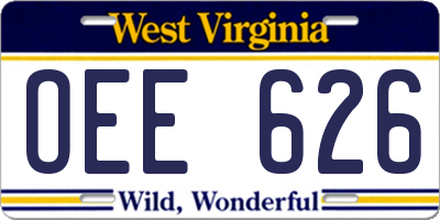 WV license plate OEE626