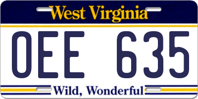 WV license plate OEE635