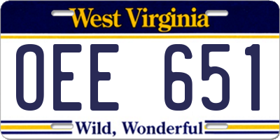 WV license plate OEE651