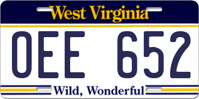 WV license plate OEE652