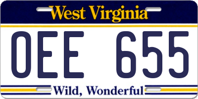 WV license plate OEE655