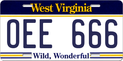 WV license plate OEE666